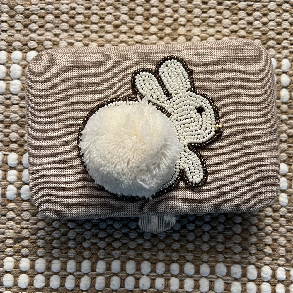 Cute Fabric Bunny Cottontail Trinket Box